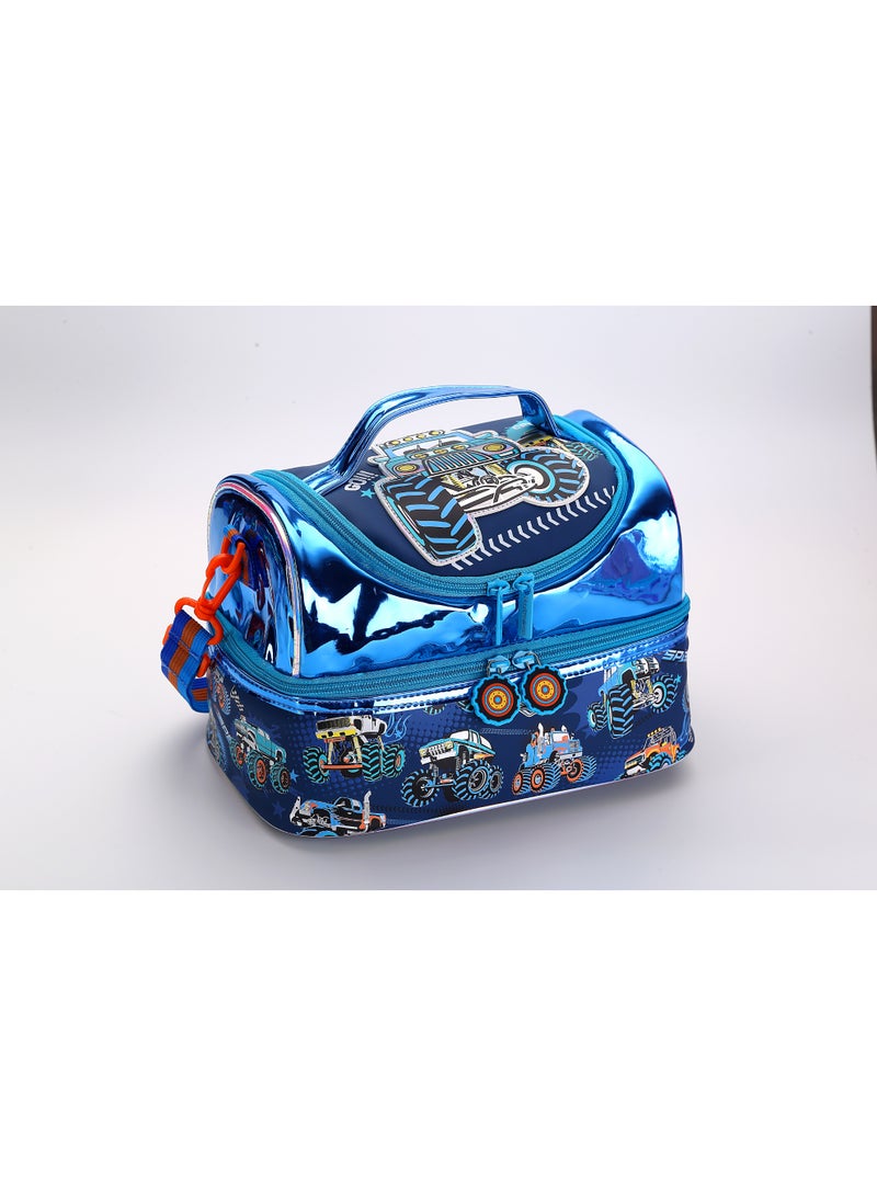 VEST Kids Lunch Bag, Monster Truck Off Road Insulated Lunch Bag, Portable Double Layer Thermal Lunch Box Bag for Boys 25.5×16.5×17cm - Image 1