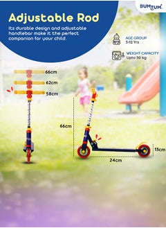 Bumtum 41 Inch Road Runner Sportz Kick Scooter For Kids of 5+ Years 3 Adjustable Height, Foldable, PVC Wheels With Bearings And Weight Capacity 120 Kgs With Brakes- Yellow  - Image 5
