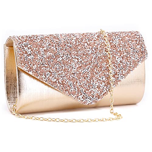 Naimo Flap Dazzling Rhinestone Clutch Bag Evening Bag Purse With Detachable Chain For Wedding and Party - Image 1