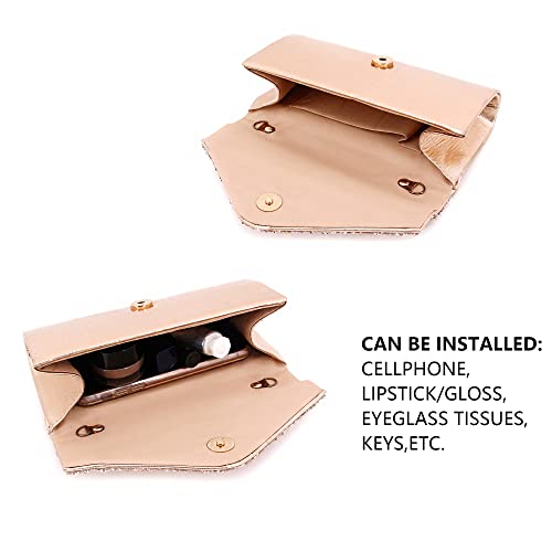 Naimo Flap Dazzling Rhinestone Clutch Bag Evening Bag Purse With Detachable Chain For Wedding and Party - Image 3