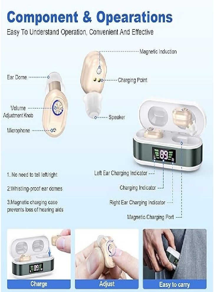 Upgraded high-quality hearing aids for seniors with displays, rechargeable hearing aids with noise reduction, and over-the-counter invisible hearing aids for adults - Image 4