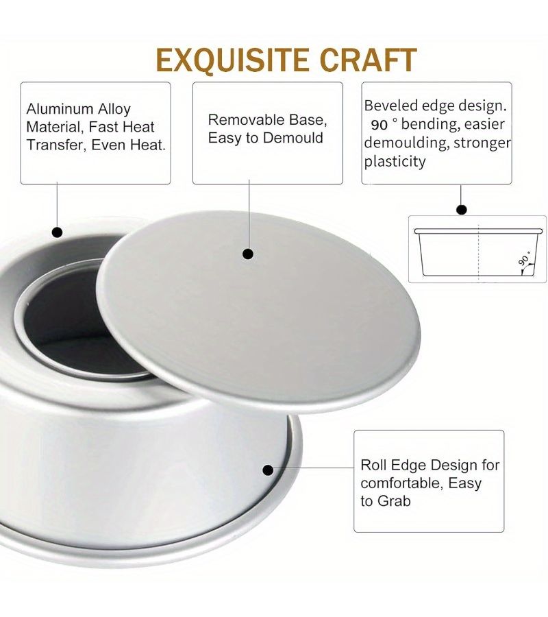 1pc 6 Inch Round Aluminum Cake Mold With Live Bottom Non Stick Baking Pan - Image 2