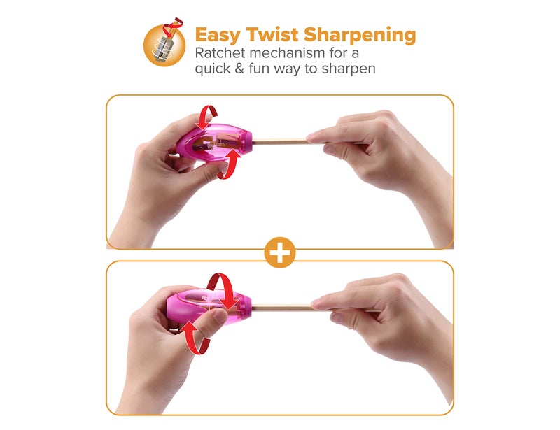 Bostitch Office Twist-N-Sharp Manual Pencil Sharpener, 2 Holes for Standard and Jumbo Pencils with Ratchet Technology, 1 Sharpener Random Color - Image 3