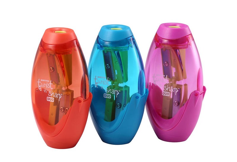 Bostitch Office Twist-N-Sharp Manual Pencil Sharpener, 2 Holes for Standard and Jumbo Pencils with Ratchet Technology, 1 Sharpener Random Color - Image 1
