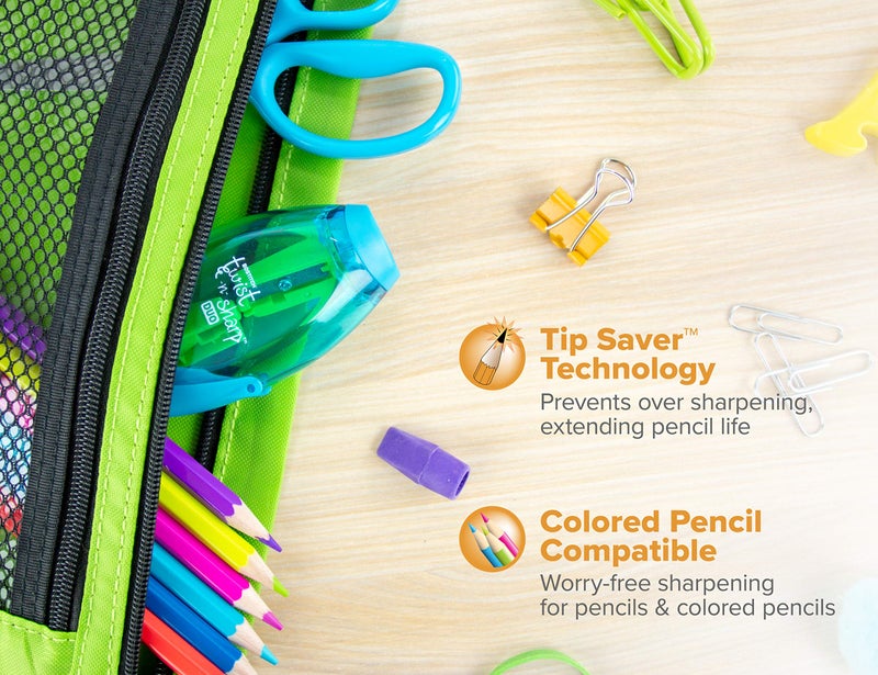 Bostitch Office Twist-N-Sharp Manual Pencil Sharpener, 2 Holes for Standard and Jumbo Pencils with Ratchet Technology, 1 Sharpener Random Color - Image 4