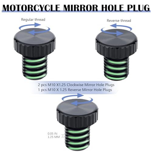 STPCTOU Motorcycle Mirror Hole Plug M10x1.25 Suitable for Honda,Yamaha, Kawasaki, Suzuki,Ducati,ATV,BMW and most Motorcycle or bike etc (3pcs black). - Image 3