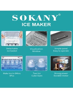 Ice Maker Machine, 1.3L, 12kg/24h, 9 Cubes Ready in 6 Mins, Remote Ice Making, Self Cleaning, with Basket and Scoop SK-03038 Black - pzsku/Z1F9F03B0584970FD8271Z/45/_/1736840925/32239882-add5-46f2-abfa-c92e5aa54cd2