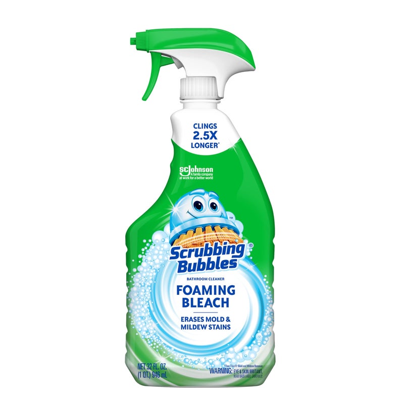 Scrubbing Bubbles رذاذ مطهر لتنظيف الحمام والدش من سكربينغ بابلز، يساعد في إزالة العفن والفطريات، 32 أونصة - Image 1