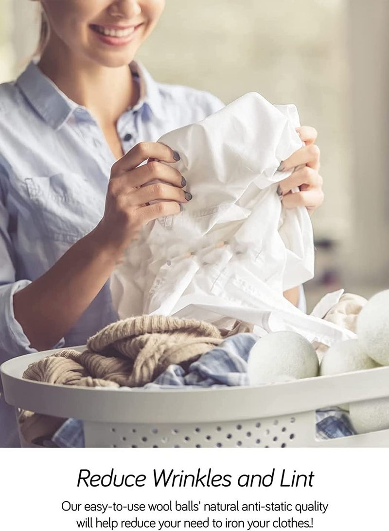 SYOSI Wool Dryer Balls, Wool Balls Clothes Dryer Laundry Softener Dehumidification Decrease Drying Time Washing Reusable Static Free, Baby Safe, Saving Energy and Time, White 6 Count - Image 4