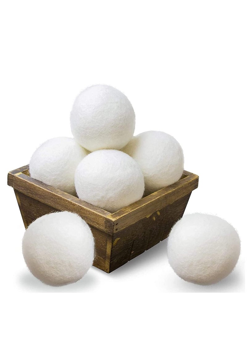 SYOSI Wool Dryer Balls, Wool Balls Clothes Dryer Laundry Softener Dehumidification Decrease Drying Time Washing Reusable Static Free, Baby Safe, Saving Energy and Time, White 6 Count - Image 1