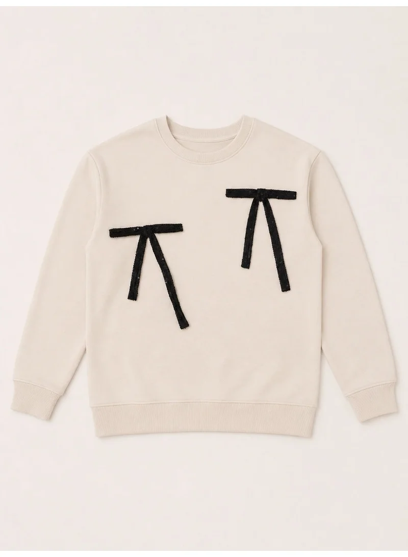 فكتور اند جين Girls Bow Detail Sweatshirt and Wide Leg Pants Set