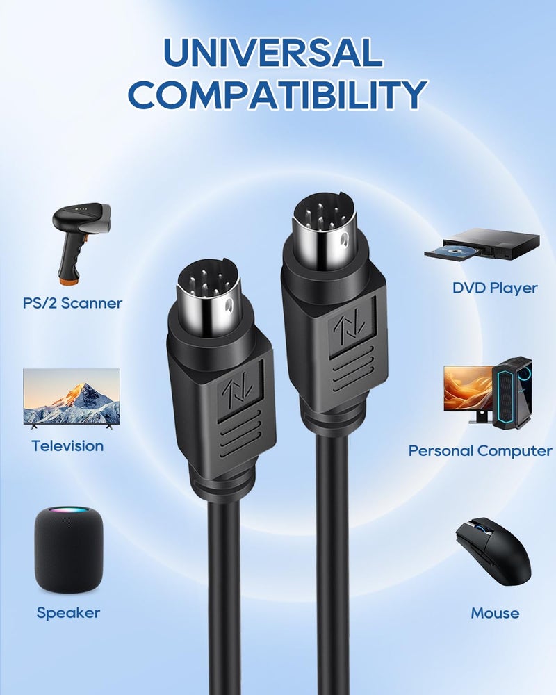 UCEC PS/2 Keyboard and Mouse Male to Male Extension Cable, 6 Pin 3.28 Feet PS2 Mouse Keyboard Converter for PC Scanner Speaker DVD Player - Image 2