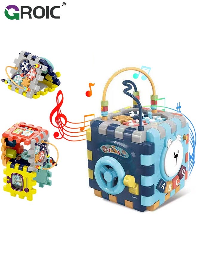 GROIC Activity Cubes, GROIC Multifunctional Activity Toy for Kids Toddler, Classic 6-sided Interactive Activity Center Cube, Musical Drum, Shape, Bead Maze Toy, First Birthday Gift for Girls Boys Age 1 2 3+  - Image 1