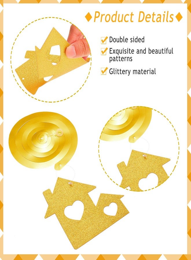 Containlol 40 Pieces Housewarming Party Decorations Welcome Home Swirl Supplies Hanging Glitter Swirls Housewarming Hanging Signs for Home Welcome Party Decorations(Gold) - Image 3
