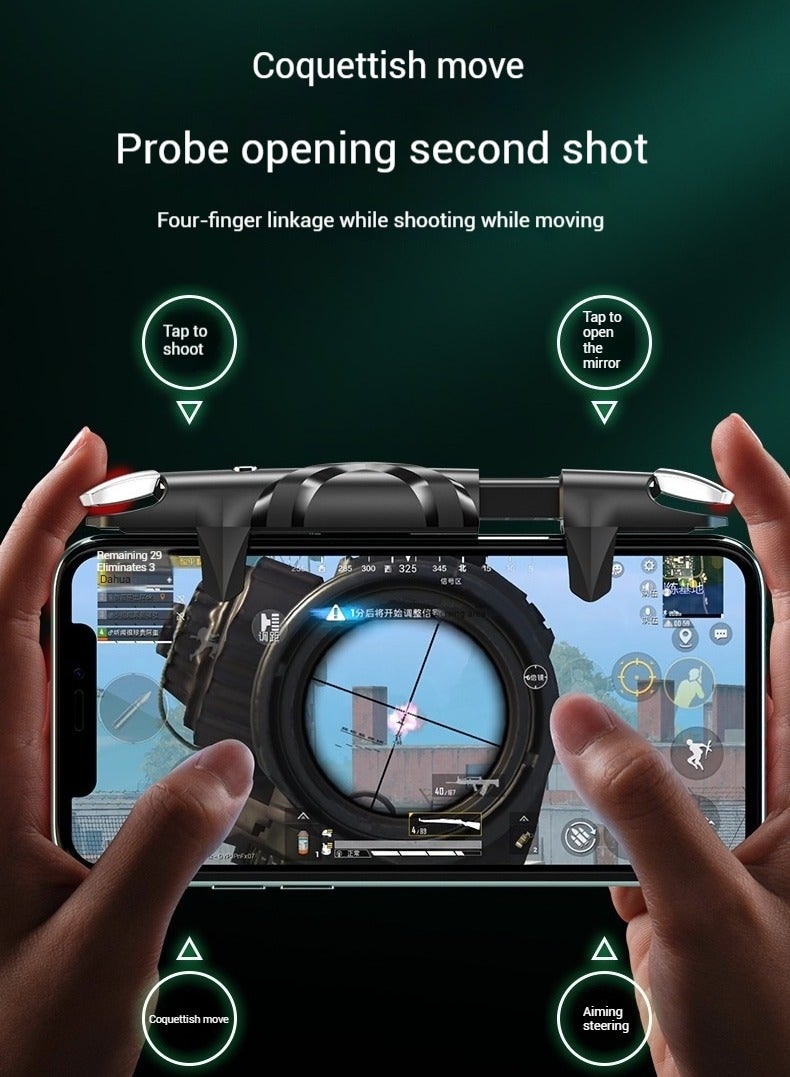 Mobile Game Controller Trigger, Mobile Game Accessories 6 Finger Trigger Sensitive Shoot and Target ons Smartphone Game Controller Gamepad for PUBG/Survival Rules/Knives Out