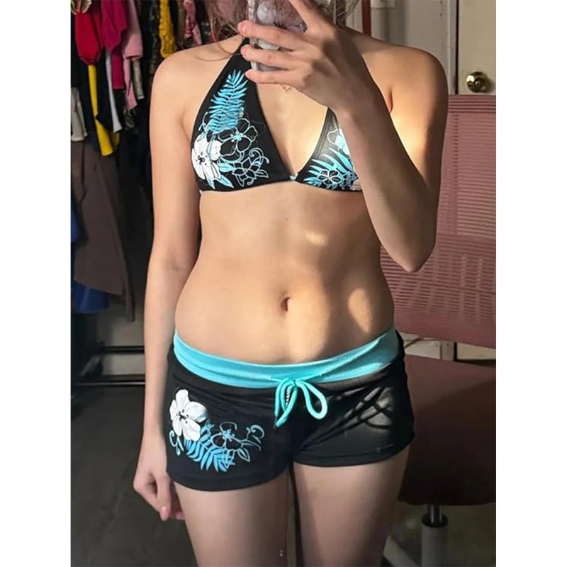 RICHTRUE 2 Piece Y2k Halter Bikini Sets Women Sexy Swimsuit Beach Sets Cute Summer Going Out Outfits 2025 Vacation 2000s (Black,Small) - Image 3