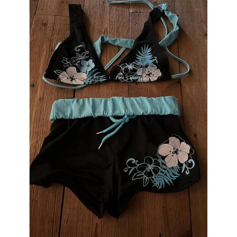 RICHTRUE 2 Piece Y2k Halter Bikini Sets Women Sexy Swimsuit Beach Sets Cute Summer Going Out Outfits 2025 Vacation 2000s (Black,Small) - Image 5