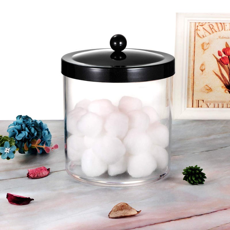 SheeChung Premium Apothecary Jar - 50 Oz. Large Clear Plastic Container Canister with Rust Proof Stainless Steel Lid, Laundry/Kitchen/Bathroom Vanity Countertop Storage Organizer Decor(Black) - Image 5