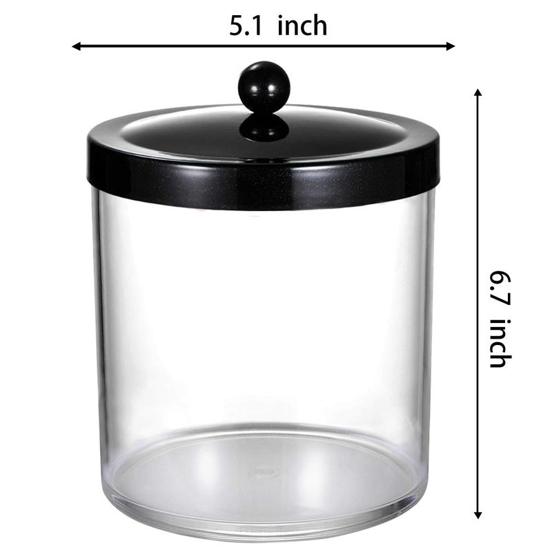 SheeChung Premium Apothecary Jar - 50 Oz. Large Clear Plastic Container Canister with Rust Proof Stainless Steel Lid, Laundry/Kitchen/Bathroom Vanity Countertop Storage Organizer Decor(Black) - Image 4