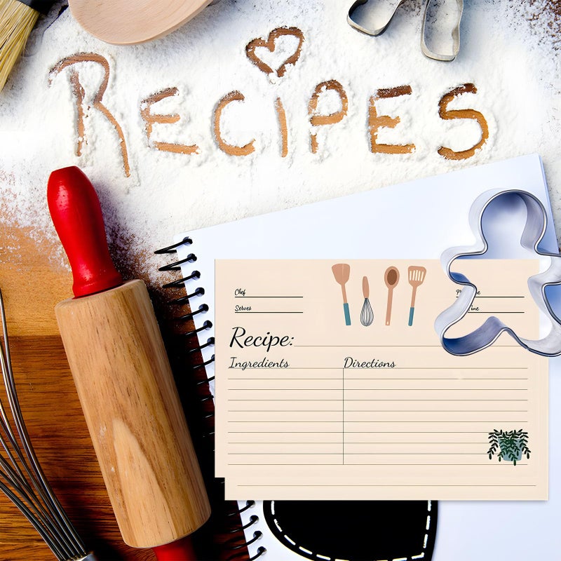 SCORYULE 100 Sheets Recipe Cards, 4x6 Inches Double Sided Cards, Blank Cardstock Cards for Recording Recipes, Kitchen Diaries, Bridal shower, Banquet Preparation - Image 4