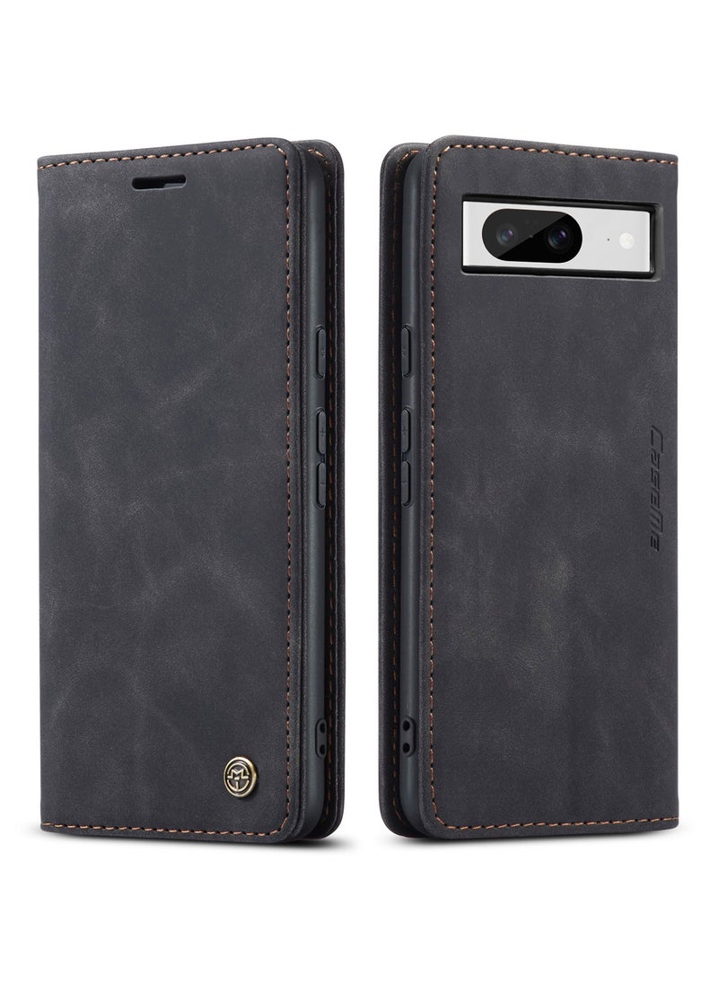 CaseMe - CaseMe Google Pixel 7 Case Wallet, for Google Pixel 7 Wallet Case Book Folding Flip Folio Case with Magnetic Kickstand Card Slots Protective Cover - Black - Image 1