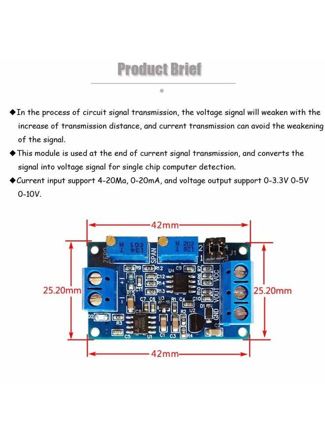Acxico 4Pcs Current to Voltage Converter Module 0/4-20mA to 0-3.3V 0-5V 0-10V Voltage Transmitter Signal Conversion Conditioning Board - Image 3