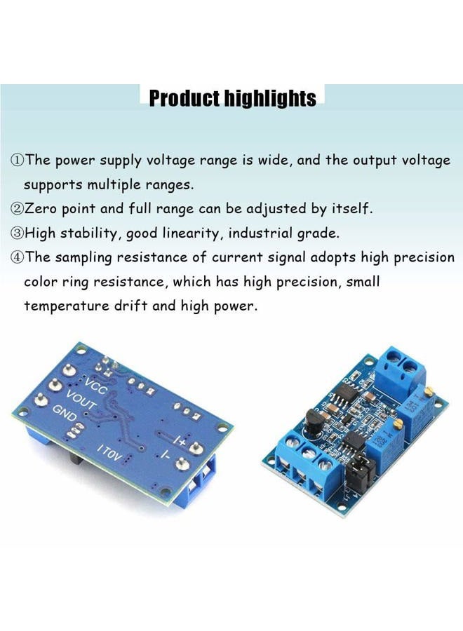 Acxico 4Pcs Current to Voltage Converter Module 0/4-20mA to 0-3.3V 0-5V 0-10V Voltage Transmitter Signal Conversion Conditioning Board - Image 5