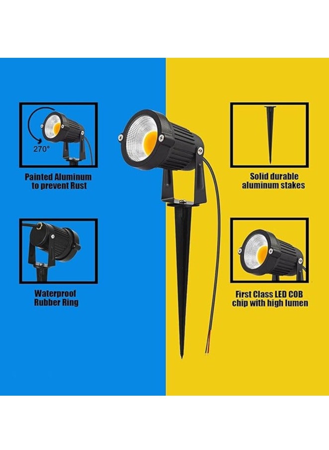 ESNCO إضاءة LED للمناظر الخارجية 12 واط مقاومة للماء IP65 أضواء حديقة COB كشافات مع قاعدة مدببة لمصباح زينة الحديقة (4 عبوات) (أبيض دافئ) - Image 2