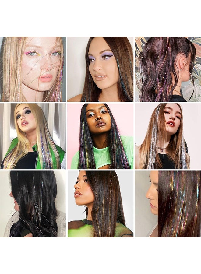 Gold Hair Tinsel Packs of 12Pcs Clip in Hair Tinsel Kit 20.5 inch Fairy Hair Tinsel Heat Resistant for Women Girls Glitter Hair Extensions for   Cosplay Party (Golden) - Image 4