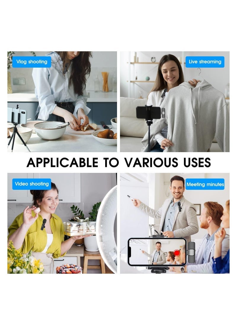 Gravity 2 Pack Wireless Lavalier Microphone for iPhone iPad, Lapel Mics Plug-Play 2.4G Ultra-Low Delay Built-in Noise Reduction Chip 8H Working Time for Video Recording Interview - Image 5