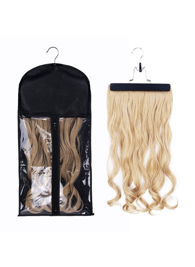 RJMBMUP RJMBMUP Hair Extensions Hanger with Storage Bag Hairpieces Storage Holder Wigs Carrier Case for Store Style Hair Black Color - Image 1