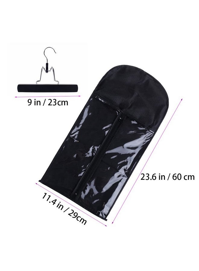 RJMBMUP RJMBMUP Hair Extensions Hanger with Storage Bag Hairpieces Storage Holder Wigs Carrier Case for Store Style Hair Black Color - Image 2