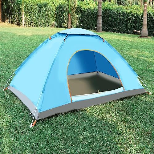 Hacer Camping Automatic Tent for 3 Person 2 Doors 210D+170T Fabric Lightweight Backpacking Waterproof Windproof Portable Cabin for 2 to 3 Persons Suitable for Hiking (Multicolor, 1 PC) - Image 1