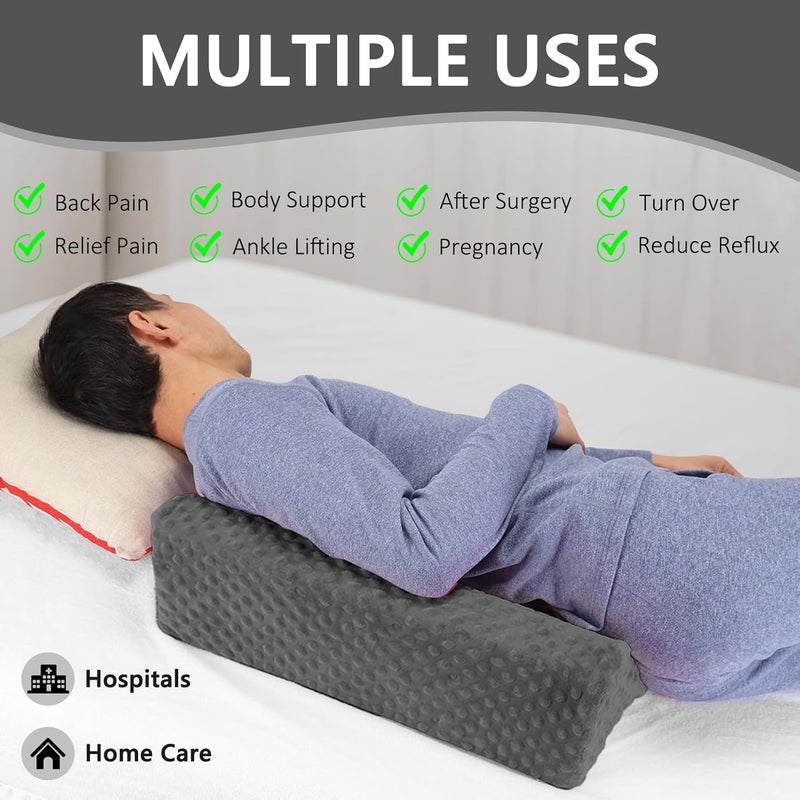 Jacobable Wedge Pillow for Side Sleeping, Body Positioning Foam Wedge Pillow, Side Wedge Pillow for Sleeping Non-Slip Back Positioning Pillow for Bed Sore Wedge (Dark Gray) - Image 3