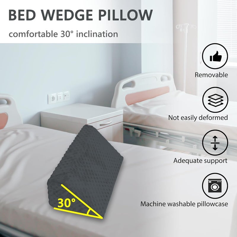 Jacobable Wedge Pillow for Side Sleeping, Body Positioning Foam Wedge Pillow, Side Wedge Pillow for Sleeping Non-Slip Back Positioning Pillow for Bed Sore Wedge (Dark Gray) - Image 2