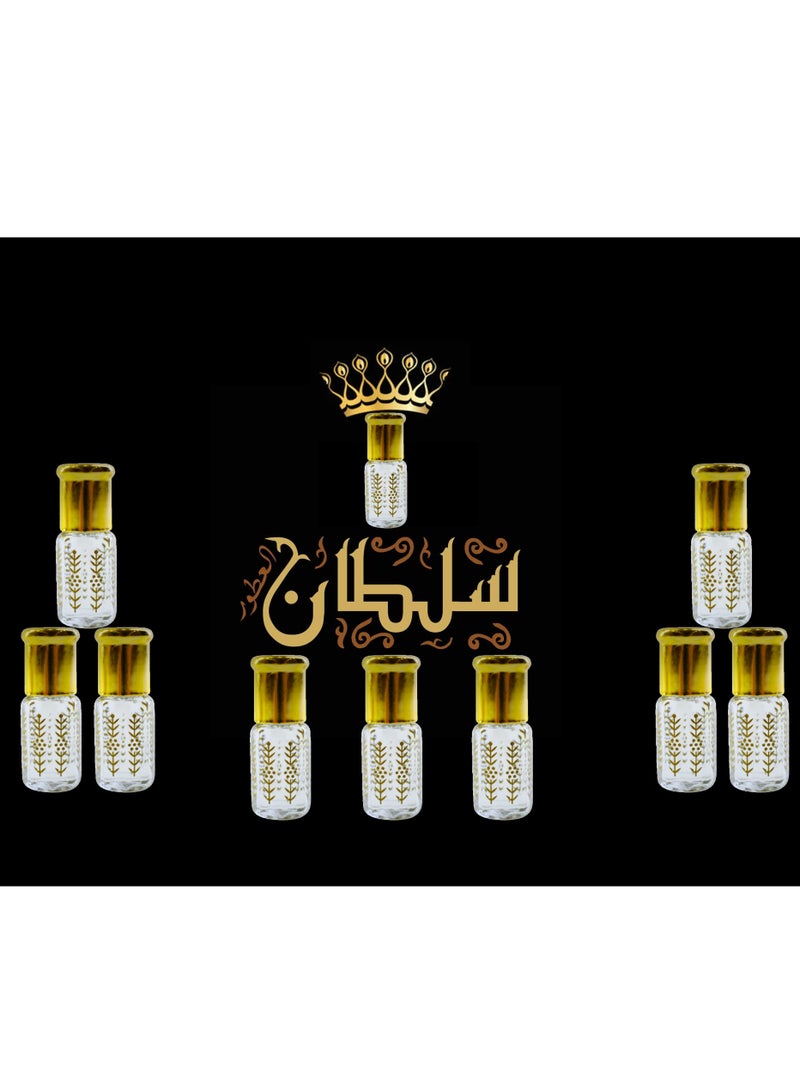 10 قطع مخلط سلطان العطور ثابت يدوم أطول عبوة اقتصادية 3 مل