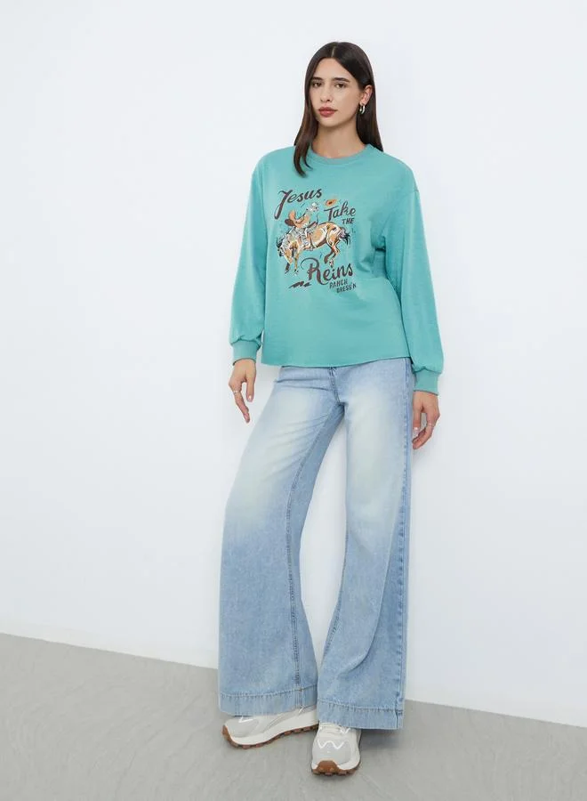 Take Two Take Two Green Graphic Print Regular Fit T-Shirt