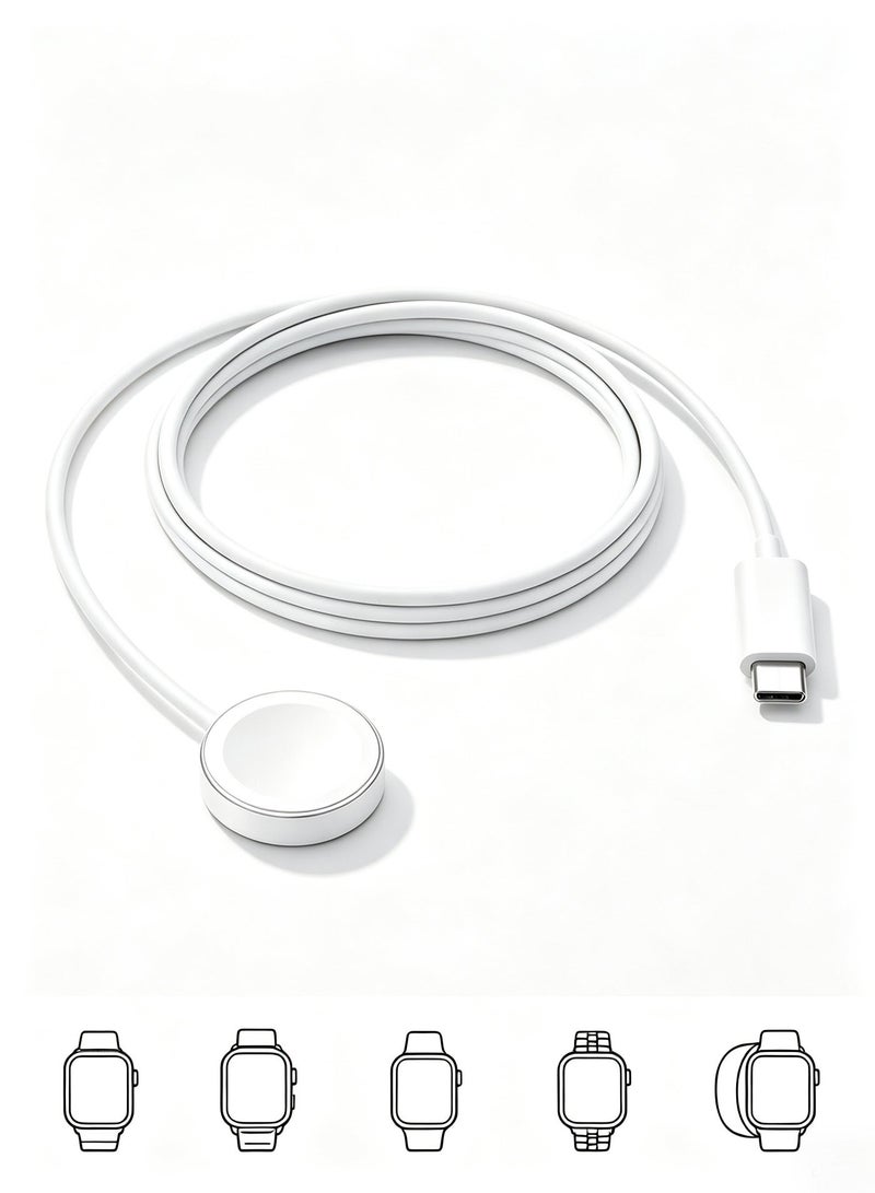 كابل شحن مغناطيسي سريع USB-C بطول متر واحد، متوافق مع الساعات الذكية، وقاعدة شحن سريع - Image 1