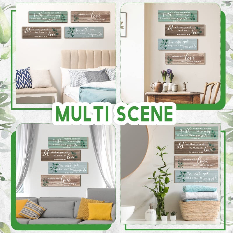 Yulejo 4 Pieces Bible Verses Wall Decor Psalms Scripture Wooden Christian Sign Rustic Wall Art Prayer Decorations for Home (Retro) - Image 5