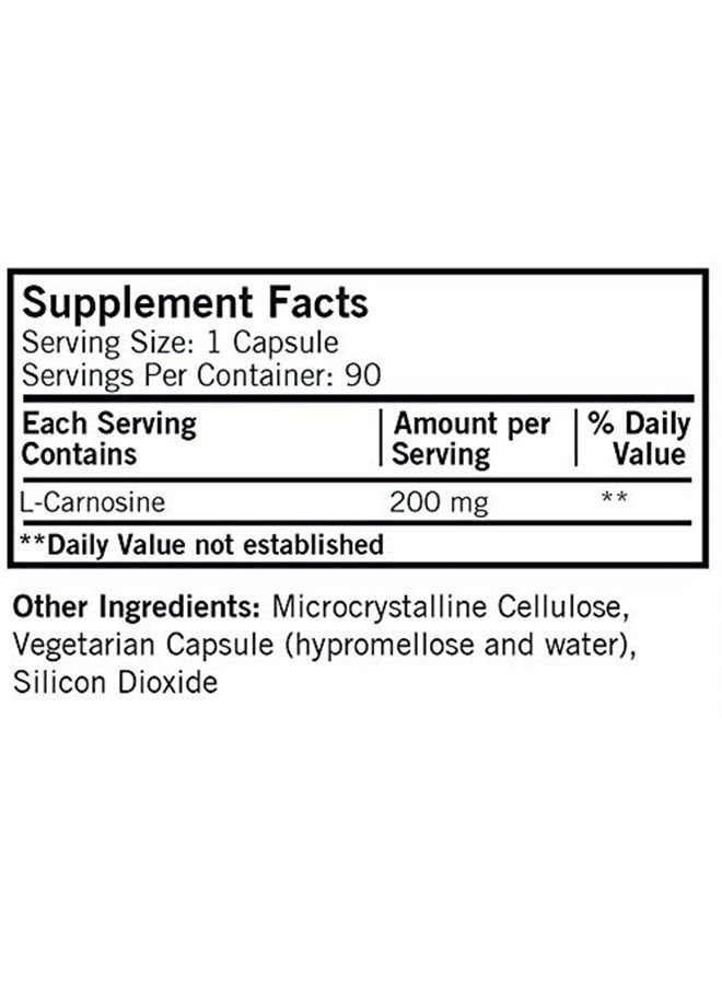Kirkman L-Carnosine 200 mg - Hypoallergenic 90 Vegetarian Capsules - Image 2