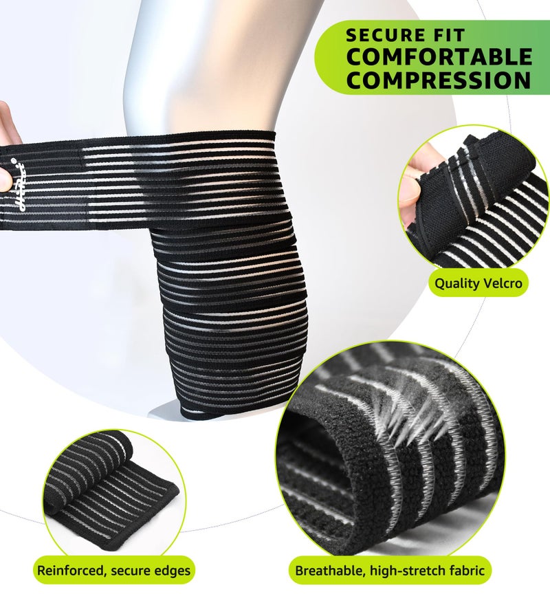 HiRui Calf Compression Wraps, 71" Adjustable Elastic Bandage Sleeves, Lower Leg Calf Support for Men & Women, Shin Splints Relief, Varicose Veins, Fitness, Running, Basketball, Soccer (1, Black) - Image 4