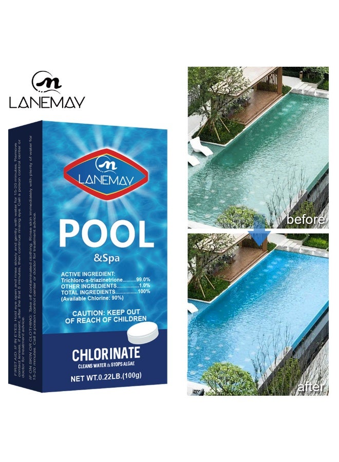 LANEMAY Algae removal, antibacterial disinfection, odor removal, water quality purification, multifunctional cleaning, swimming pool effervescent tablets Chlorinating Tablets Clear Pool Cleaning Tablets - Image 1