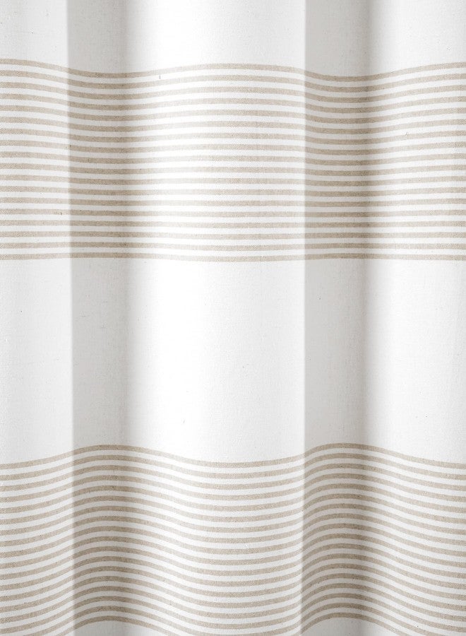 Lush Decor Boho Tassel Stripe Yarn Dyed Eco-Friendly Recycled Cotton Shower Curtain, 72" x 72", Neutral & White - Image 4