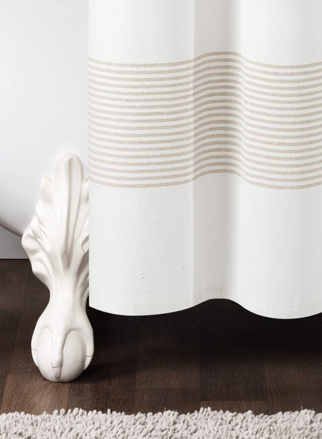 Lush Decor Boho Tassel Stripe Yarn Dyed Eco-Friendly Recycled Cotton Shower Curtain, 72" x 72", Neutral & White - Image 5