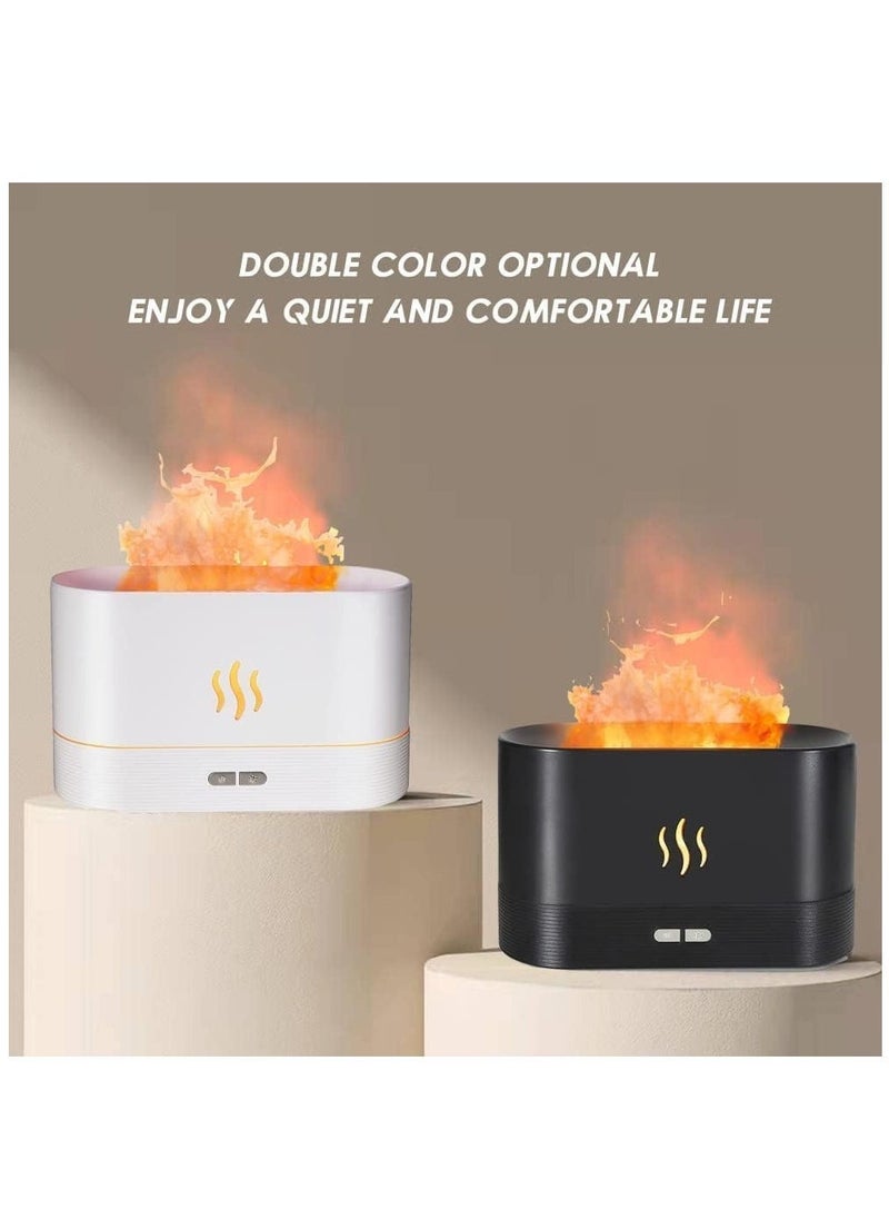 بيوينتي - Essential Oil Diffuser, Simulation Flame Upgrade Mist Air Humidifier, 180ml Aromatherapy Diffuser, 2 Night Lights Brightness and Auto Shutdown - Image 1