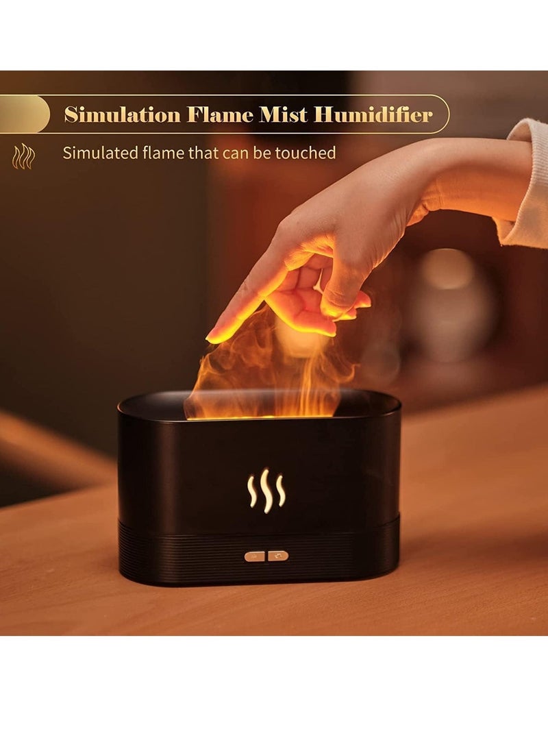بيوينتي - Essential Oil Diffuser, Simulation Flame Upgrade Mist Air Humidifier, 180ml Aromatherapy Diffuser, 2 Night Lights Brightness and Auto Shutdown - Image 1