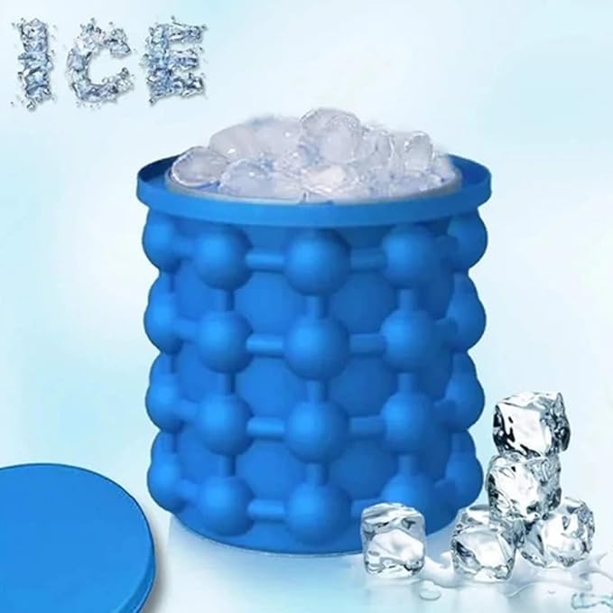 QUALIZA Ice Cube Maker Mould Ice Tray Silicone Ice Bucket 2 in 1 IceBall Makers for Home Round Portable Ice Bucket for Frozen Whiskey Cocktail BeveragesSpace Saving Ice Cube Maker for Party - Image 5