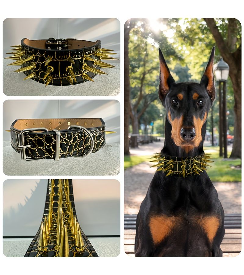 Adjustable XXL Studded Dog Collar For Large And Medium Dogs Durable Black Pet Collar With Barbed Spikes For Safety And Style - Image 3