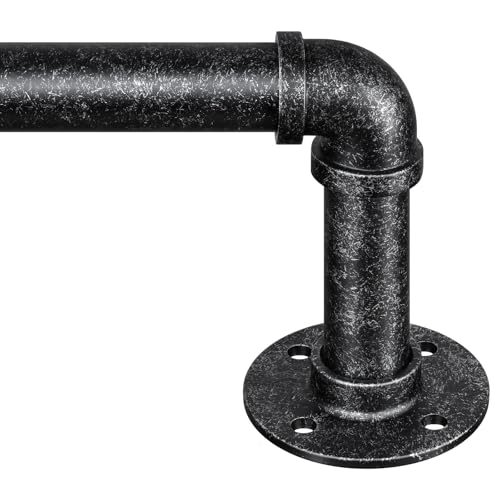 Zeerobee Curtain Rods for Windows 66 to 120, 1 Inch Industrial Wrap Around Vintage Black Curtain Rod, Indoor/Outdoor Room Divider Adjustable Drapery Pole, 66"-120" - Image 1