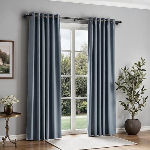 Zeerobee Curtain Rods for Windows 66 to 120, 1 Inch Industrial Wrap Around Vintage Black Curtain Rod, Indoor/Outdoor Room Divider Adjustable Drapery Pole, 66"-120" - Image 2